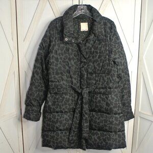 Rebecca Taylor Puffa Parka in Charcoal Multi Leopard Print